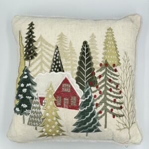 Celerie Kemble Winter Village Christmas Pillow Embroidered Cottage Decor